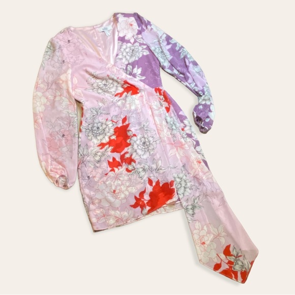 Gorgeous Belle Badgley Mischka Renee Combo Printed Floral Cocktail Dress Size 6 - Picture 3 of 5